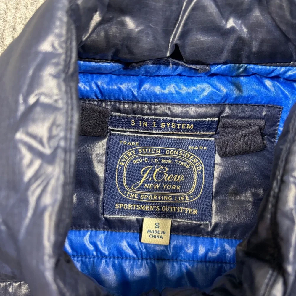 J. Crew Jacket Mens S 3 in 1 System Blue Quilted Puffer Full Zip Lightweight